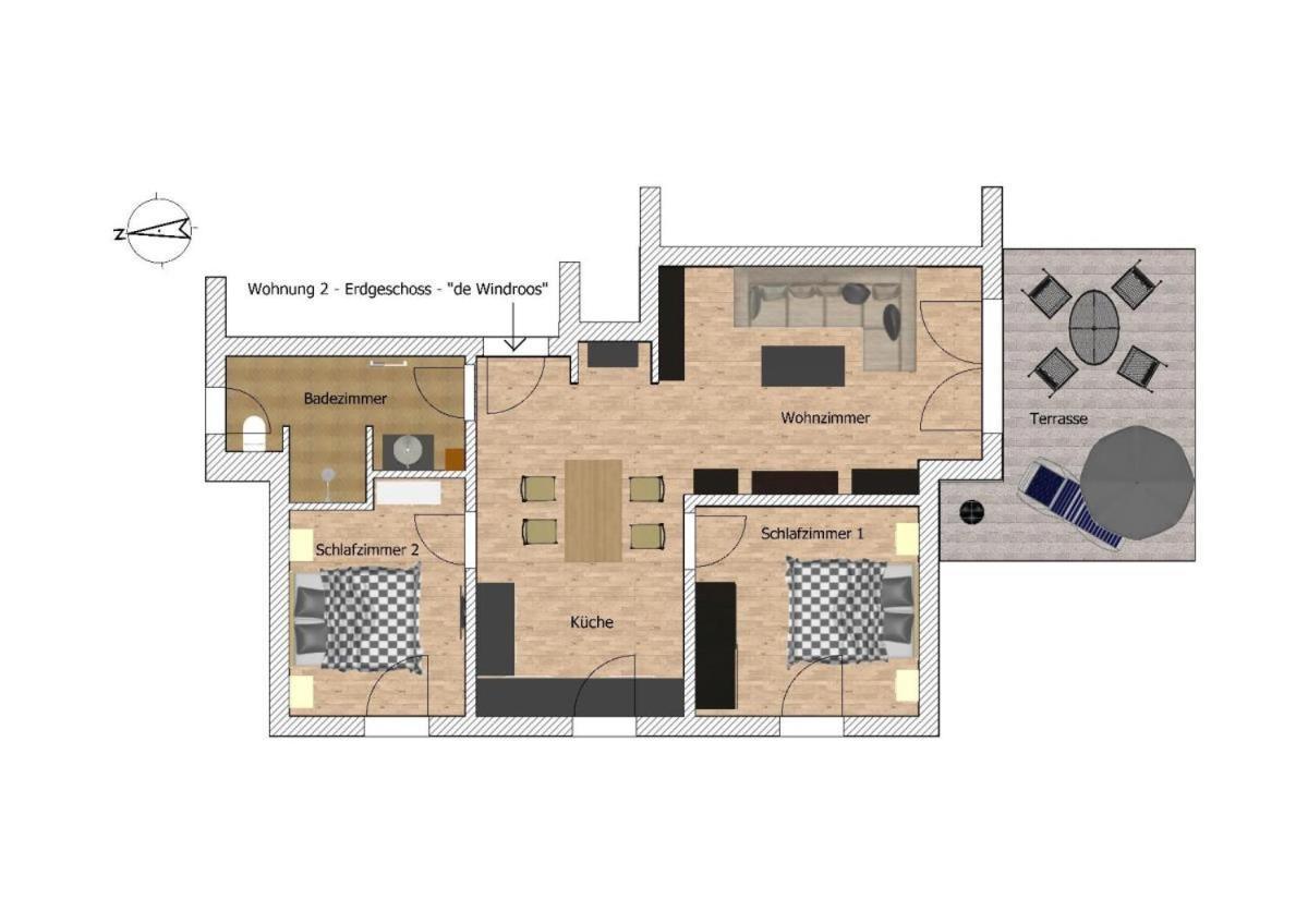 Ferienwohnung De Windroos Born Exteriör bild